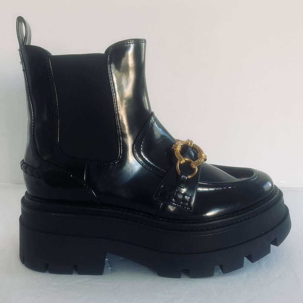 Circus NY by Sam Edelman Brooks Chelsea Chunky Heel Platform Black Boots Size 10 - Picture 7 of 12